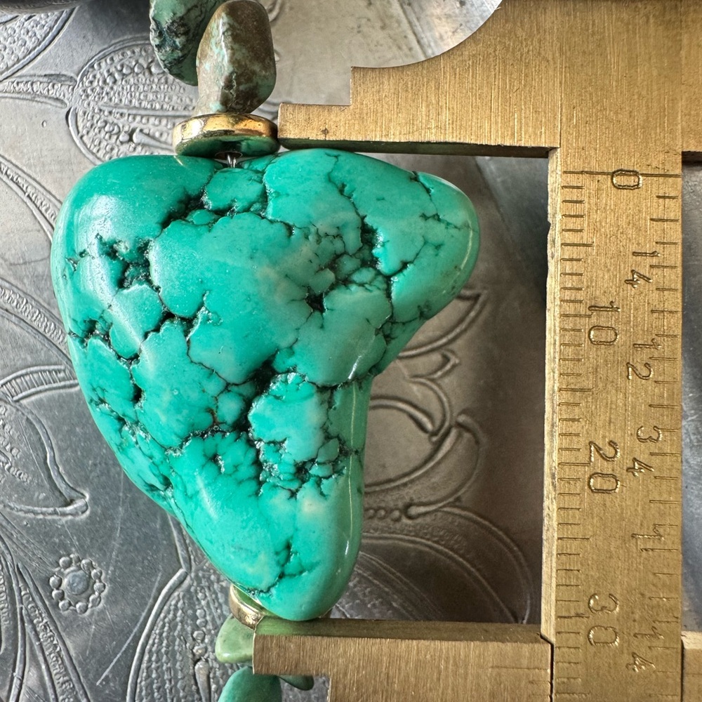 Handmade Turquoise Natural Stone and Ceramic Brown Beaded Necklace - Picture 7 of 7